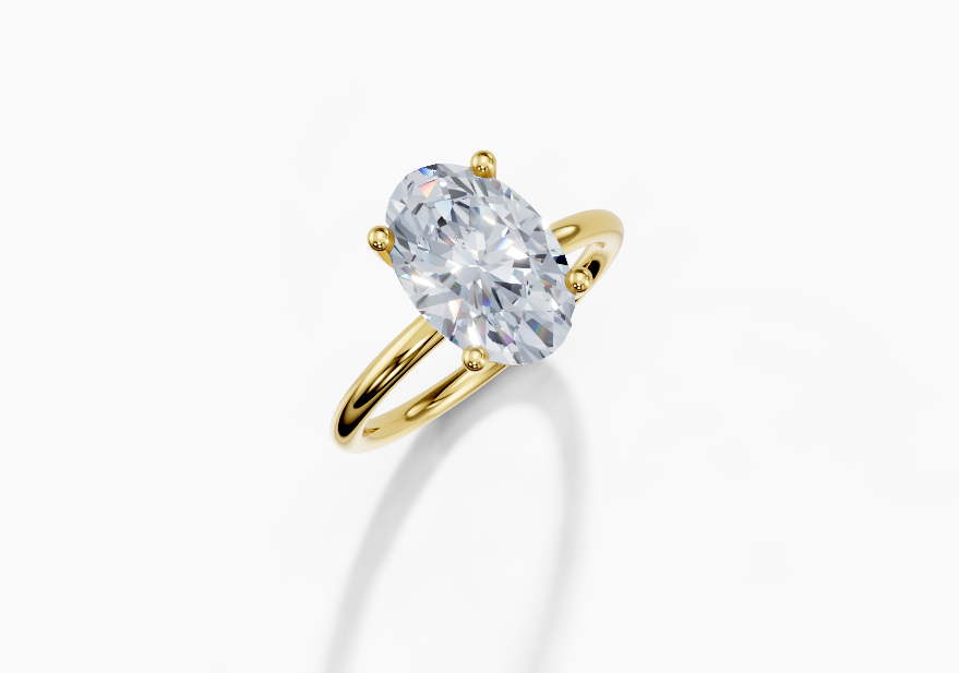 18K Oval 3 Carat G/H SI Plain Plain 4Pr Diamond Ring