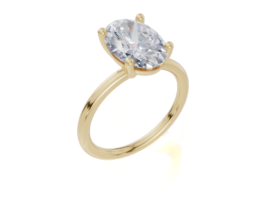 18ct Oval 3.00Carat G/H-CC SI Plain Plain 4Pr  Diamond Ring