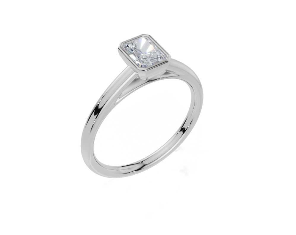 18ct Radiant 0.40Carat F/G VS/SI Cathedral Plain Bezel  Diamond Ring