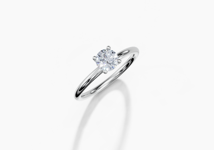 18K Round 0.3 Carat G/H SI Plain Plain 4Pr Diamond Ring