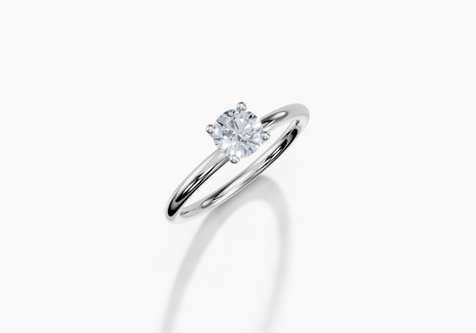 18K Round 0.3 Carat G/H SI Plain Plain 4Pr Diamond Ring