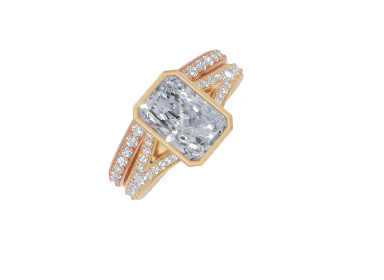18ct Radiant 1.50Carat D/E/F-LG VS/VVS Split Pave Bezel  Diamond Ring