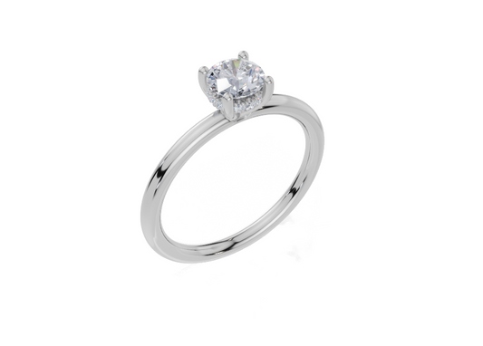 18ct Round 0.30Carat G/H-CC SI Plain Plain Hidden Halo  Diamond Ring