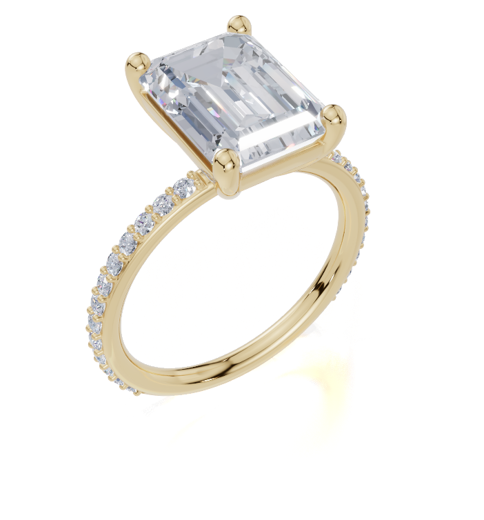 18ct Emerald 4.00Carat G/H-CC SI Plain Plate Prong 4Pr  Diamond Ring