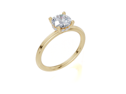 18ct Round 1.00Carat G/H-CC SI Plain Plain Hidden Halo  Diamond Ring