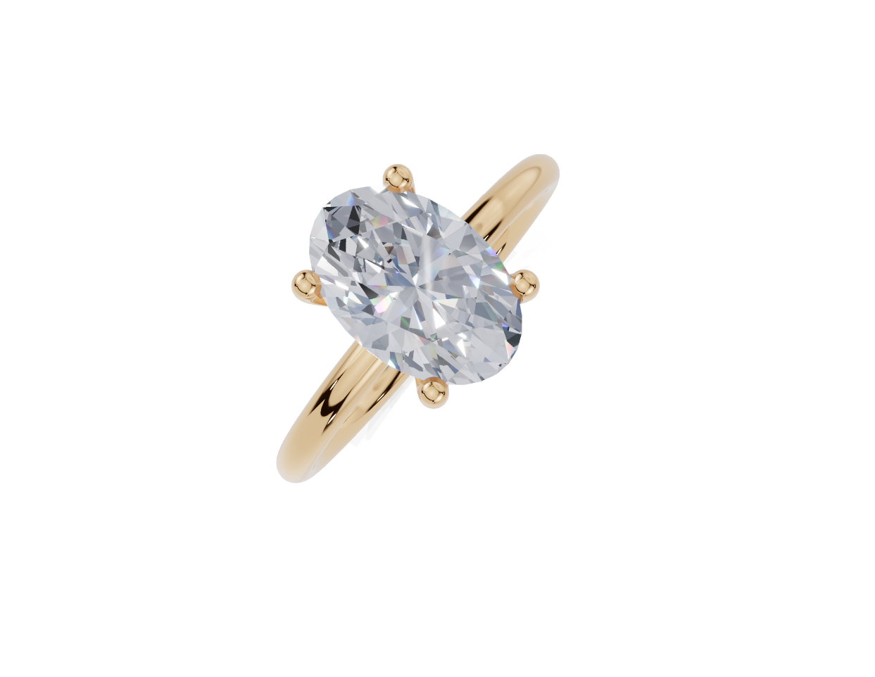 18ct Oval 2.00Carat G/H-CC SI Plain Plain 4Pr  Diamond Ring
