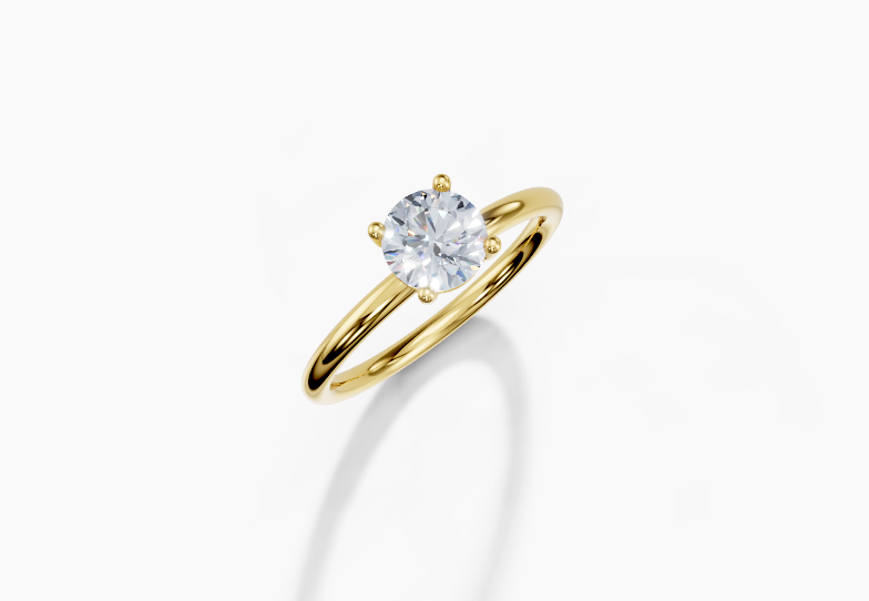 18K Round 0.7 Carat G/H SI Plain Plain 4Pr Diamond Ring
