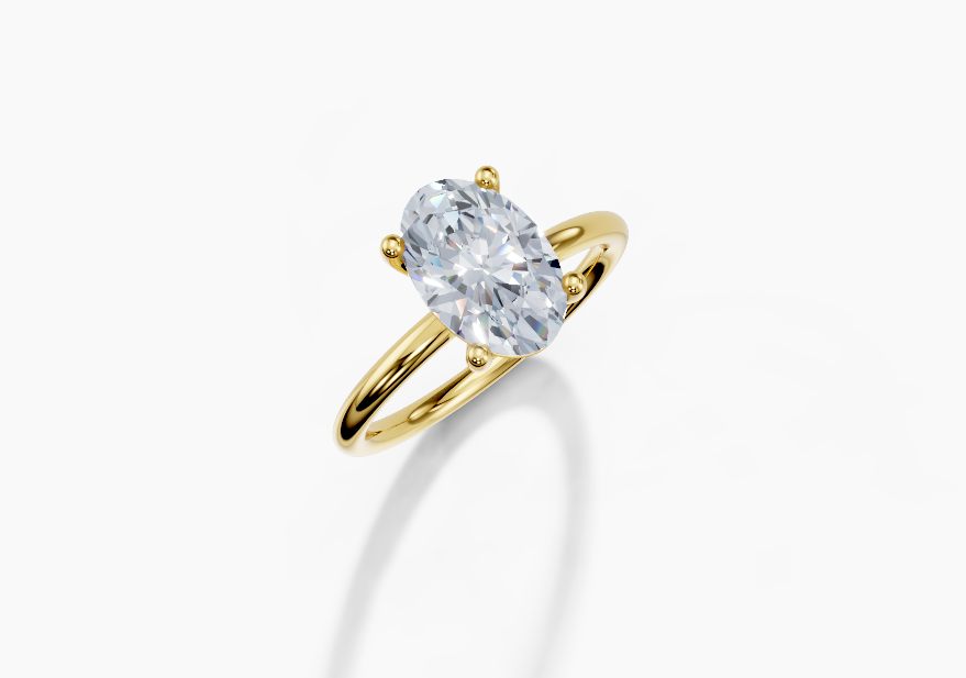 18K Oval 2 Carat D/E/F VVS Plain Plain 4Pr Diamond Ring