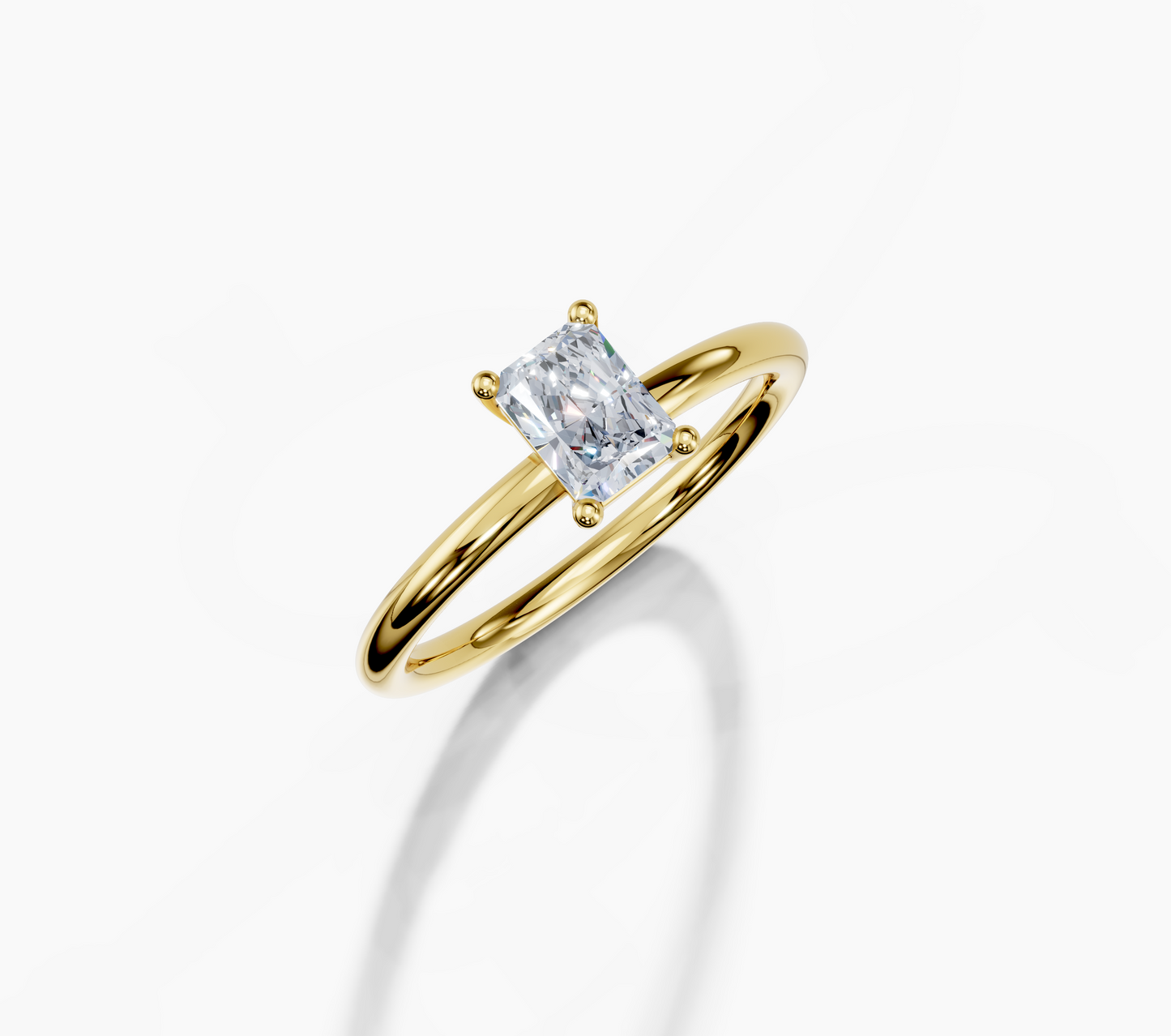 18K Radiant 0.3 Carat G/H SI Plain Plain 4Pr Diamond Ring