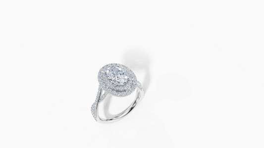 750/- Gold White Gold Oval Cut 2.28 Carat tw of  Diamond Ring