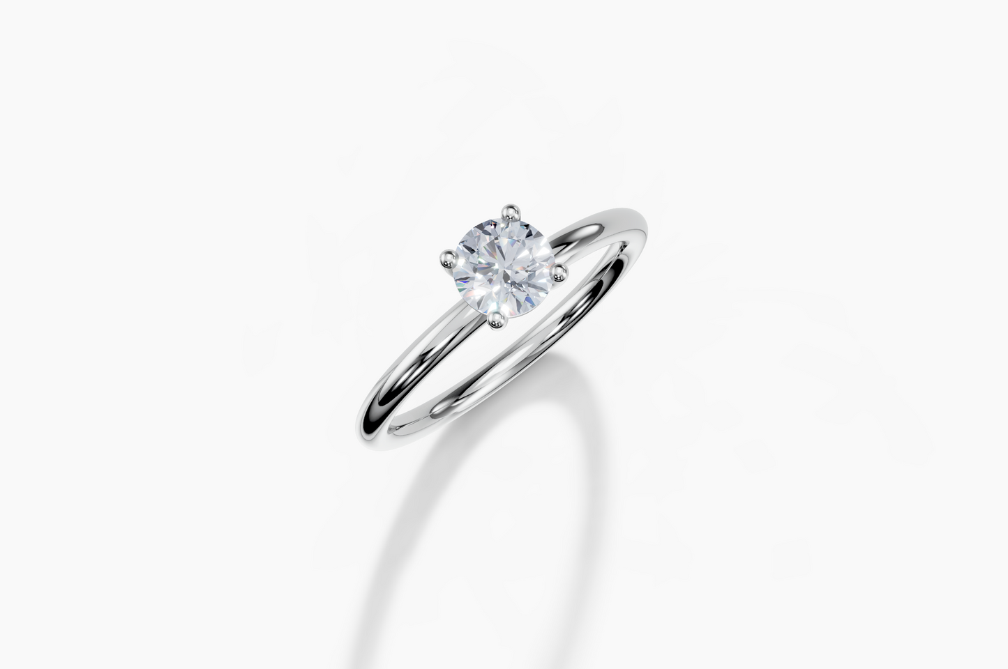 18K Round 0.3 Carat G/H SI Plain Plain 4Pr Diamond Ring