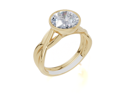 18ct Round 2.00Carat G/H-CC SI Twisted Plain Bezel  Diamond Ring