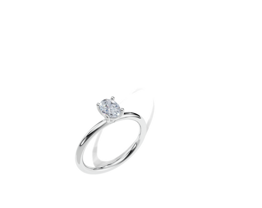 18K Oval 0.3 Carat G/H SI Plain Plain 4Pr Diamond Ring