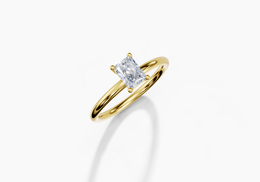 18K Radiant 0.5 Carat G/H SI Plain Plain 4Pr Diamond Ring