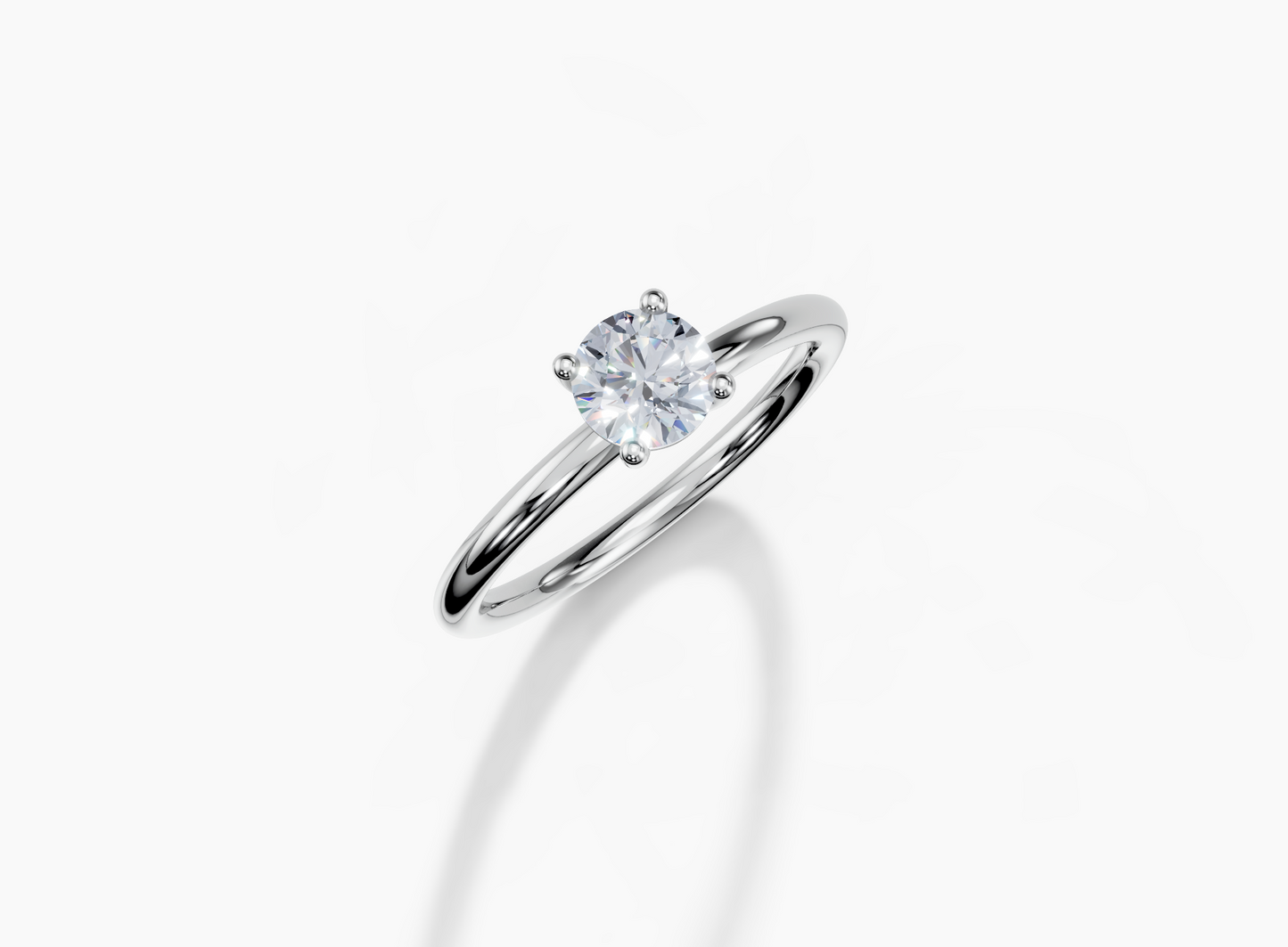 18K Round 0.3 Carat G/H SI Plain Plain 4Pr Diamond Ring