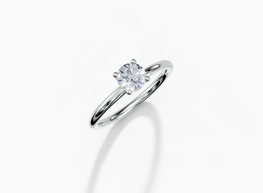 18K Round 0.3 Carat G/H SI Plain Plain 4Pr Diamond Ring