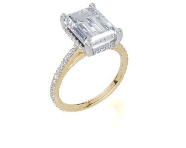 18ct Emerald 4.00Carat D/E/F-LG VS/VVS Cathedral Plate Prong Hidden Halo  Diamond Ring
