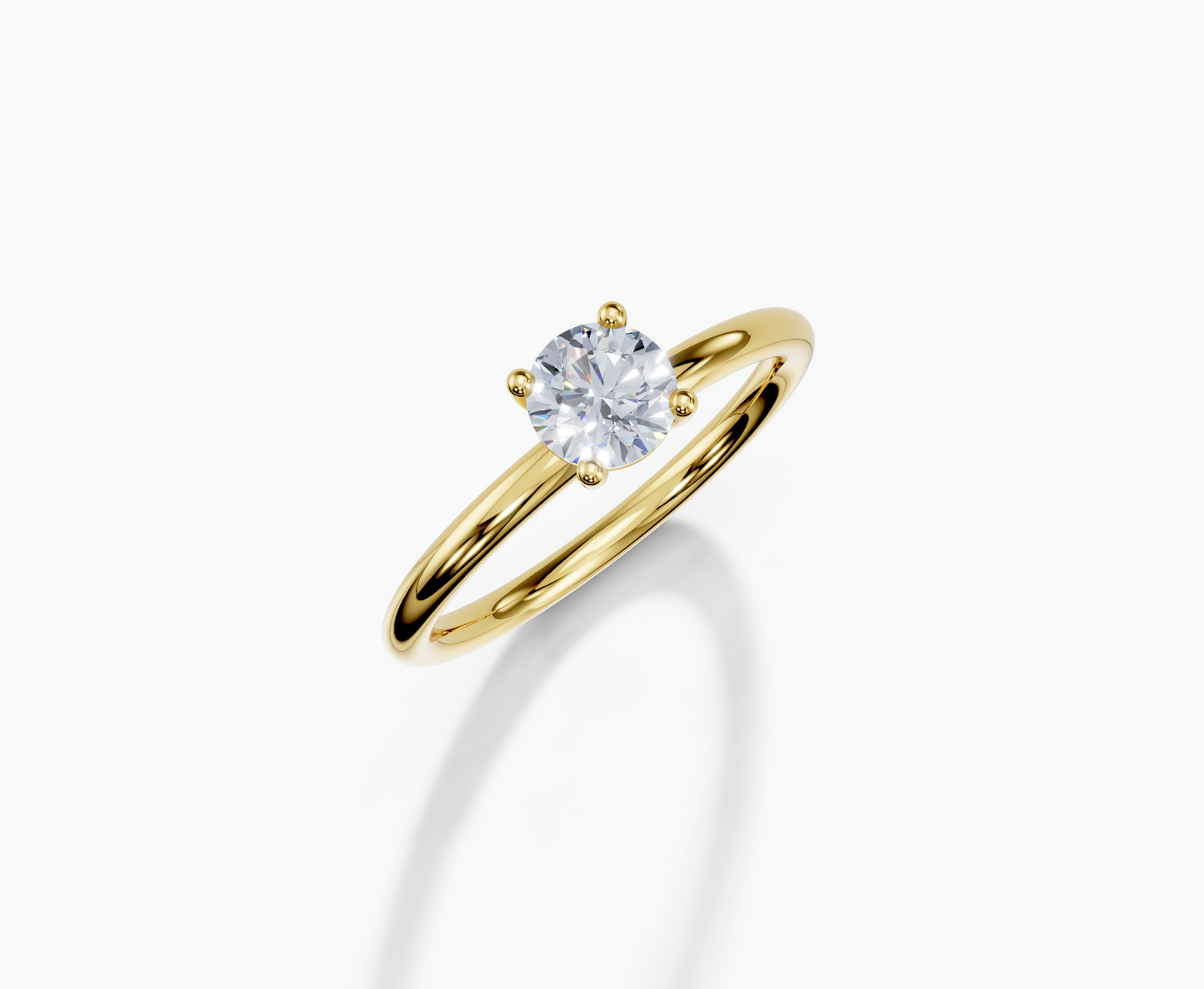 18K Round 0.5 Carat G/H SI Plain Plain 4Pr Diamond Ring
