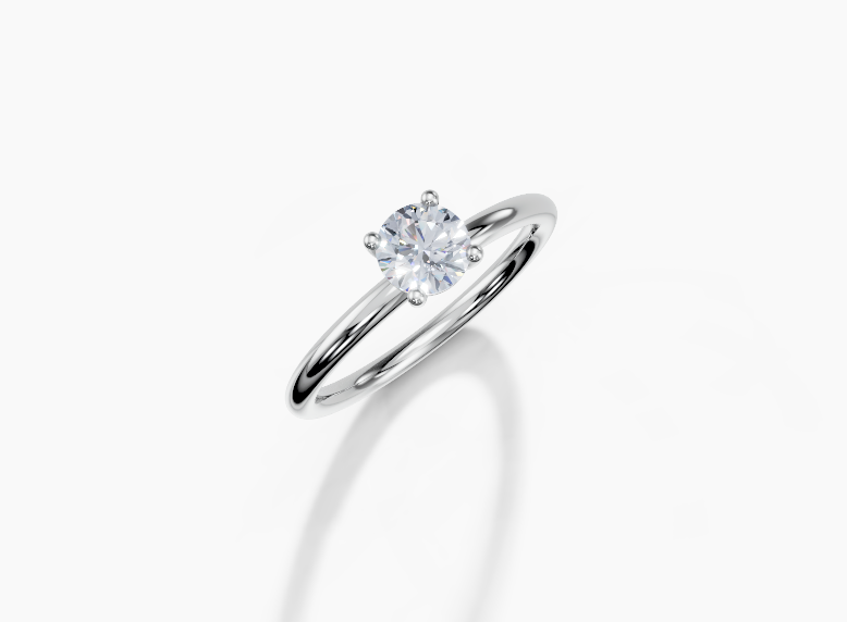 18K Round 0.3 Carat G/H SI Plain Plain 4Pr Diamond Ring
