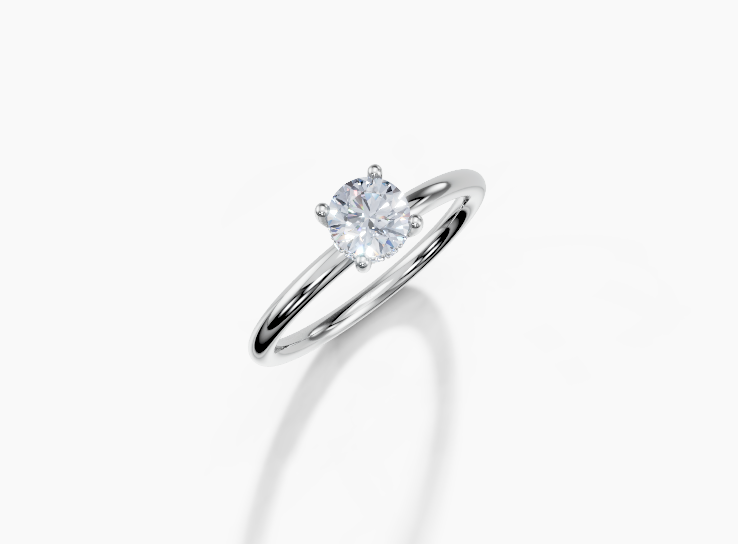 Platinum Round 0.3 Carat E/F VS Plain Plain Hidden Halo Diamond Ring