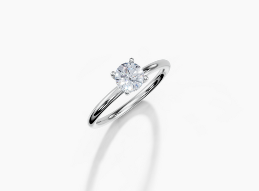 Platinum Round 0.3 Carat E/F VS Plain Plain Hidden Halo Diamond Ring