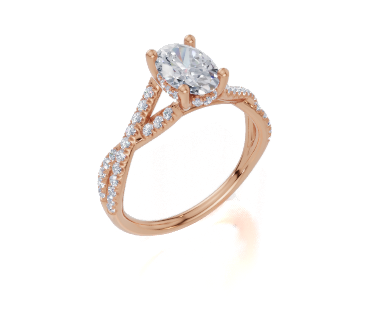 18ct Oval 1.00Carat G/H-RA SI Twisted U Micro Hidden Halo  Diamond Ring