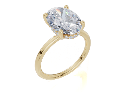 18ct Oval 4.00Carat D/E/F-LG VS/VVS Plain Plain Hidden Halo  Diamond Ring