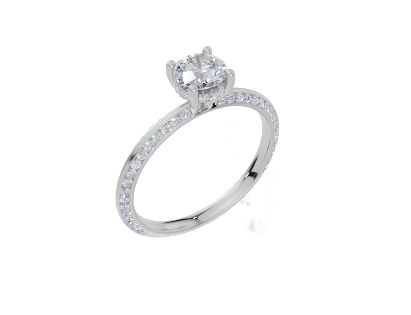 18ct Round 0.30Carat E/F-CO VS Knife Edge Channel Hidden Halo  Diamond Ring