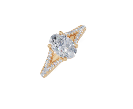 18ct Oval 1.00Carat F/G VS/SI Split U Micro 4Pr  Diamond Ring