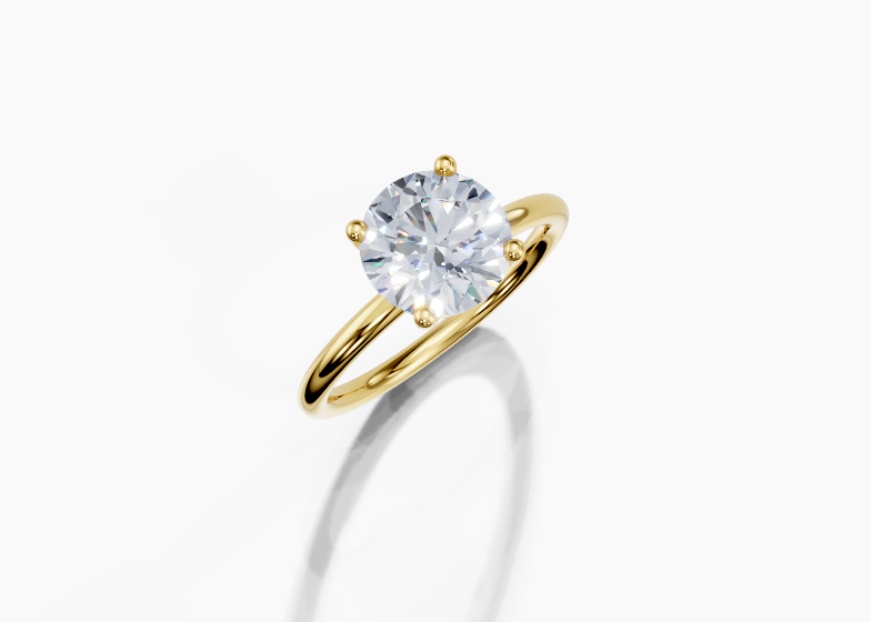 18K Round 2 Carat G/H SI Plain Plain 4Pr Diamond Ring