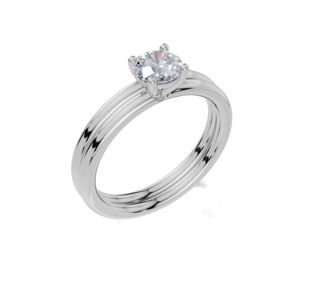18ct Round 0.30Carat G/H-CC SI Plain Plain 4Pr  Diamond Ring