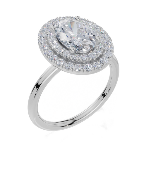 18ct Oval 0.75Carat G/H-CC SI Plain Plain 4Pr  Diamond Ring