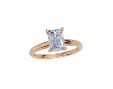 18ct Radiant 1.00Carat F/G VS/SI Cathedral Plain Hidden Halo  Diamond Ring