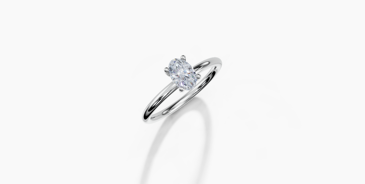 Platinum Oval 0.5 Carat D/E/F VVS Plain Plain Hidden Halo Diamond Ring