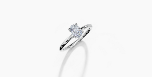 Platinum Oval 0.5 Carat D/E/F VVS Plain Plain Hidden Halo Diamond Ring