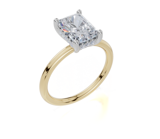 18ct Radiant 2.00Carat F/G VS/SI Plain Plain Hidden Halo  Diamond Ring