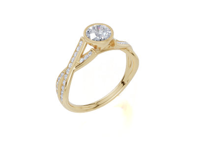 18ct Round 0.30Carat F/G VS/SI Twisted Channel Bezel  Diamond Ring