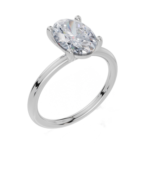 18ct Oval 2.00Carat F/G VS/SI Plain Plain 4Pr  Diamond Ring