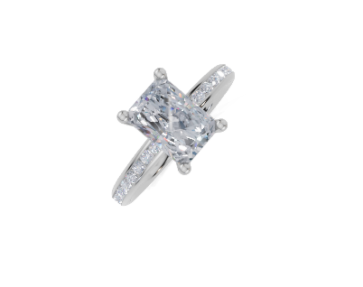 platinum Radiant 1.50 Carat E/F-CC VS Plain Channel 4Pr  Diamond Ring