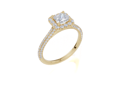 18ct Princess 0.30Carat F/G VS/SI Cathedral U Micro Single Halo  Diamond Ring