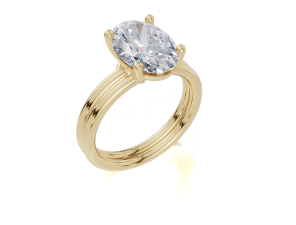 18ct Oval 3.00Carat G/H-CC SI Plain Plain 4Pr  Diamond Ring