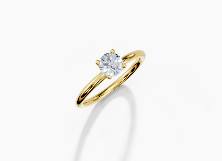 18K Round 0.5 Carat D/E/F VVS Plain Plain 4Pr Diamond Ring