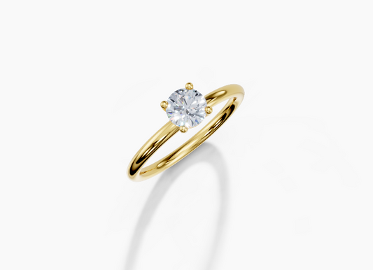 18K Round 0.5 Carat D/E/F VVS Plain Plain 4Pr Diamond Ring