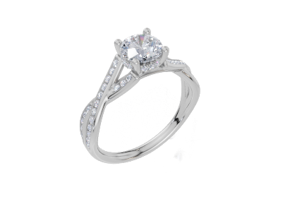 18ct Round 0.75Carat D/E/F-CC VVS Twisted Channel Hidden Halo  Diamond Ring