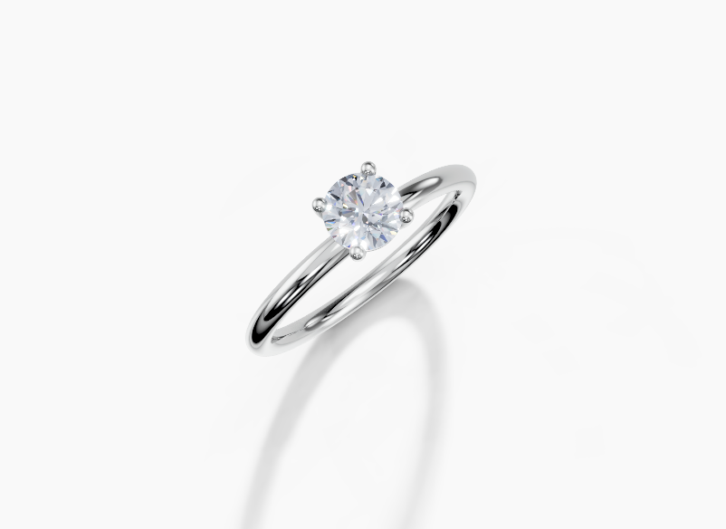 18K Round 0.5 Carat G/H SI Plain Plain 4Pr Diamond Ring