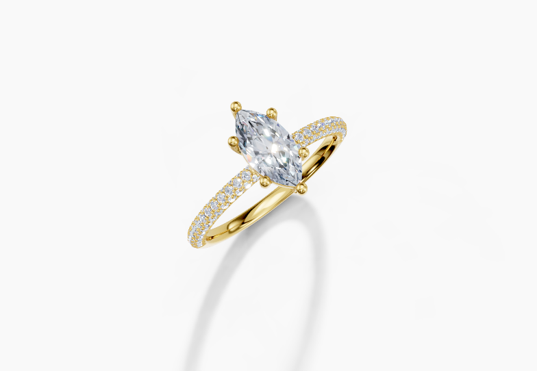 18K Marquise 0.7 Carat F/G VS/SI Plain U Micro 6Pr Diamond Ring
