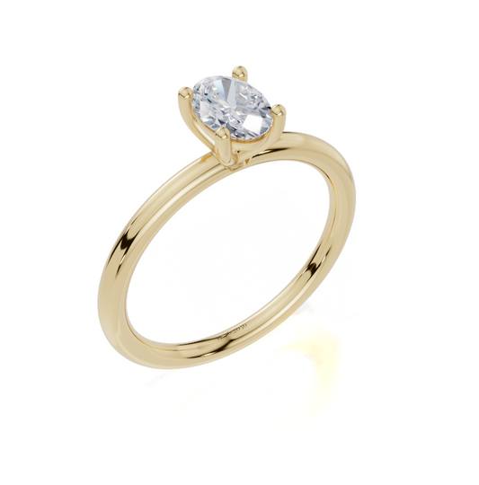 18ct Oval 0.30Carat G/H-CC SI Plain Plain 4Pr  Diamond Ring