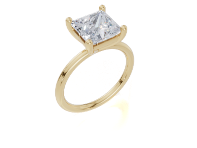 18ct Princess 2.00Carat D/E/F-CC VVS Plain Plain 4Pr  Diamond Ring