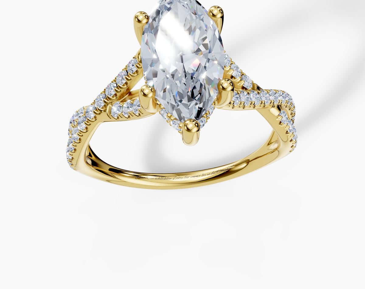 18K Marquise 1.5 Carat D/E/F VS/VVS Twisted U Micro Hidden Halo Diamond Ring