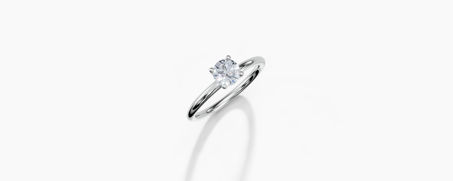 18K Round 0.3 Carat G/H SI Plain Plain 4Pr Diamond Ring